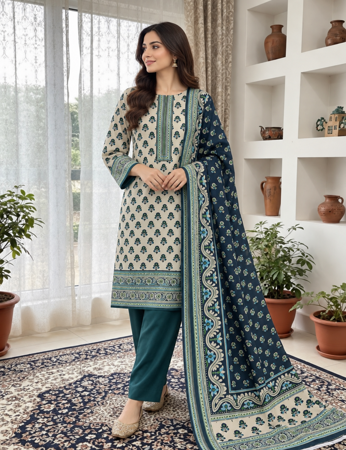 NISHAT PREMIUM PRINTED LINEN 3PC A5