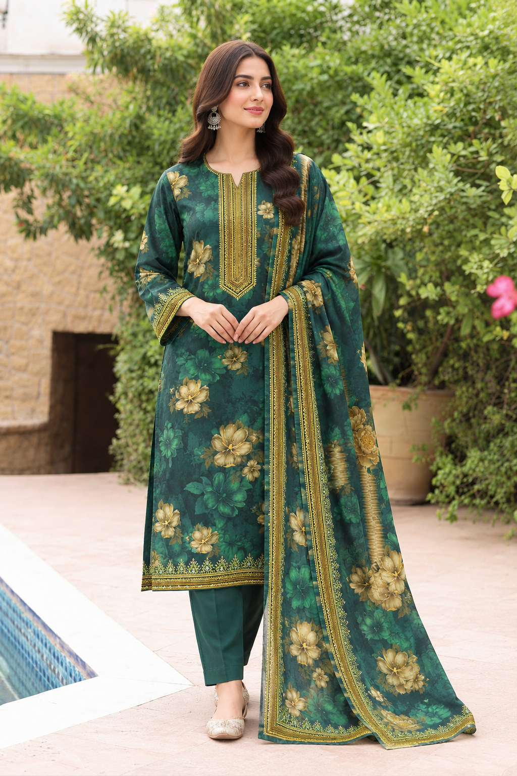 NISHAT PREMIUM PRINTED LINEN 3PC N17