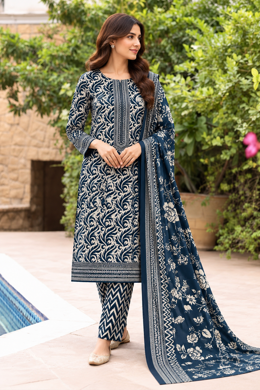 NISHAT PREMIUM PRINTED LINEN 3PC N13