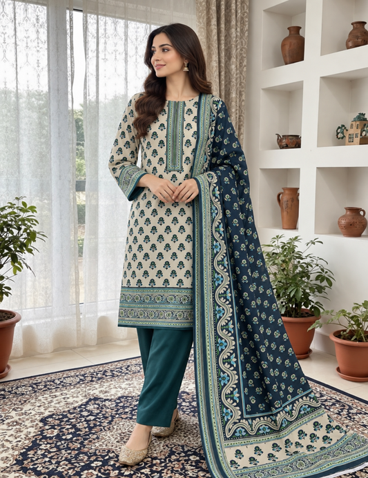 NISHAT PREMIUM PRINTED LINEN 3PC A5