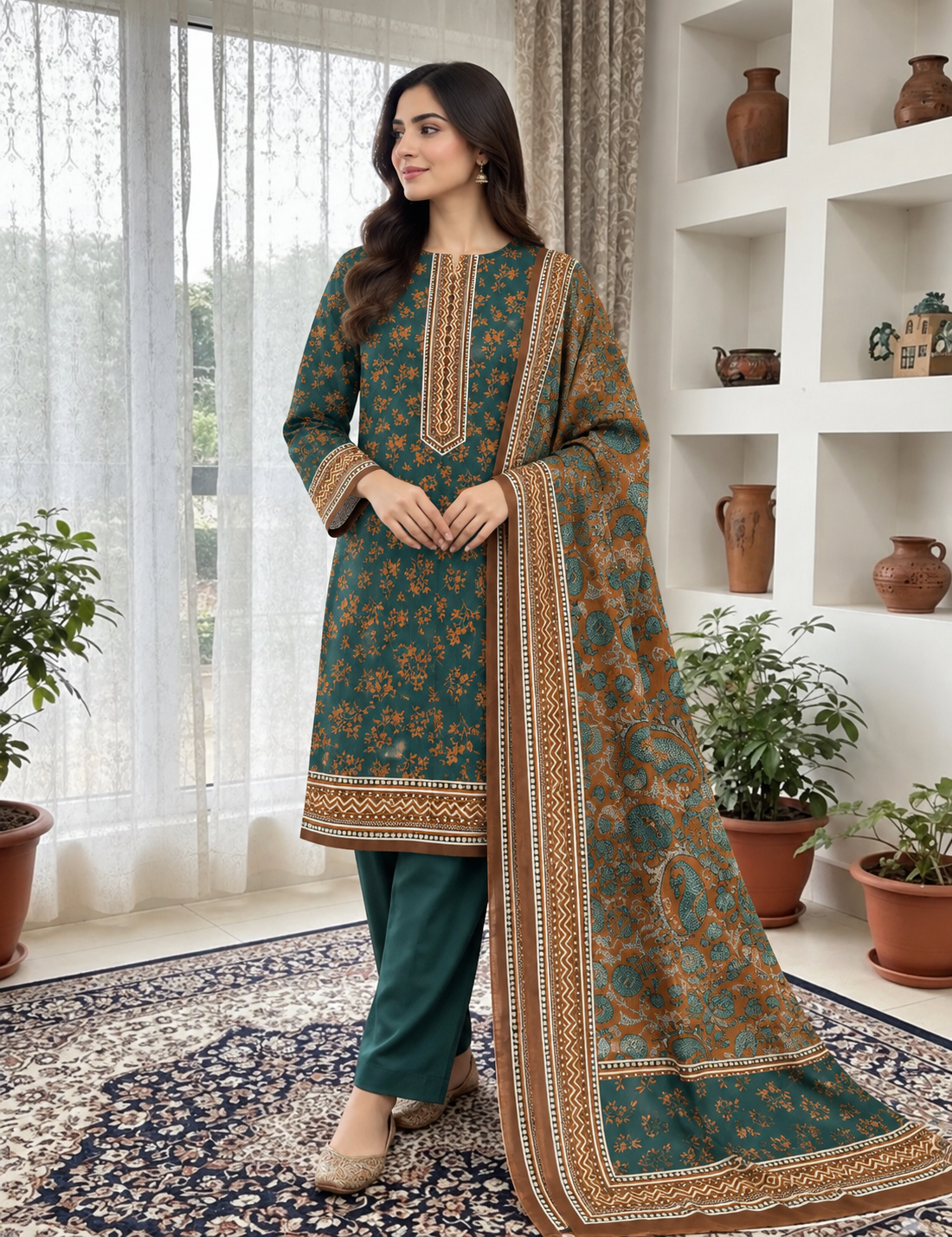 NISHAT PREMIUM PRINTED LINEN 3PC A4
