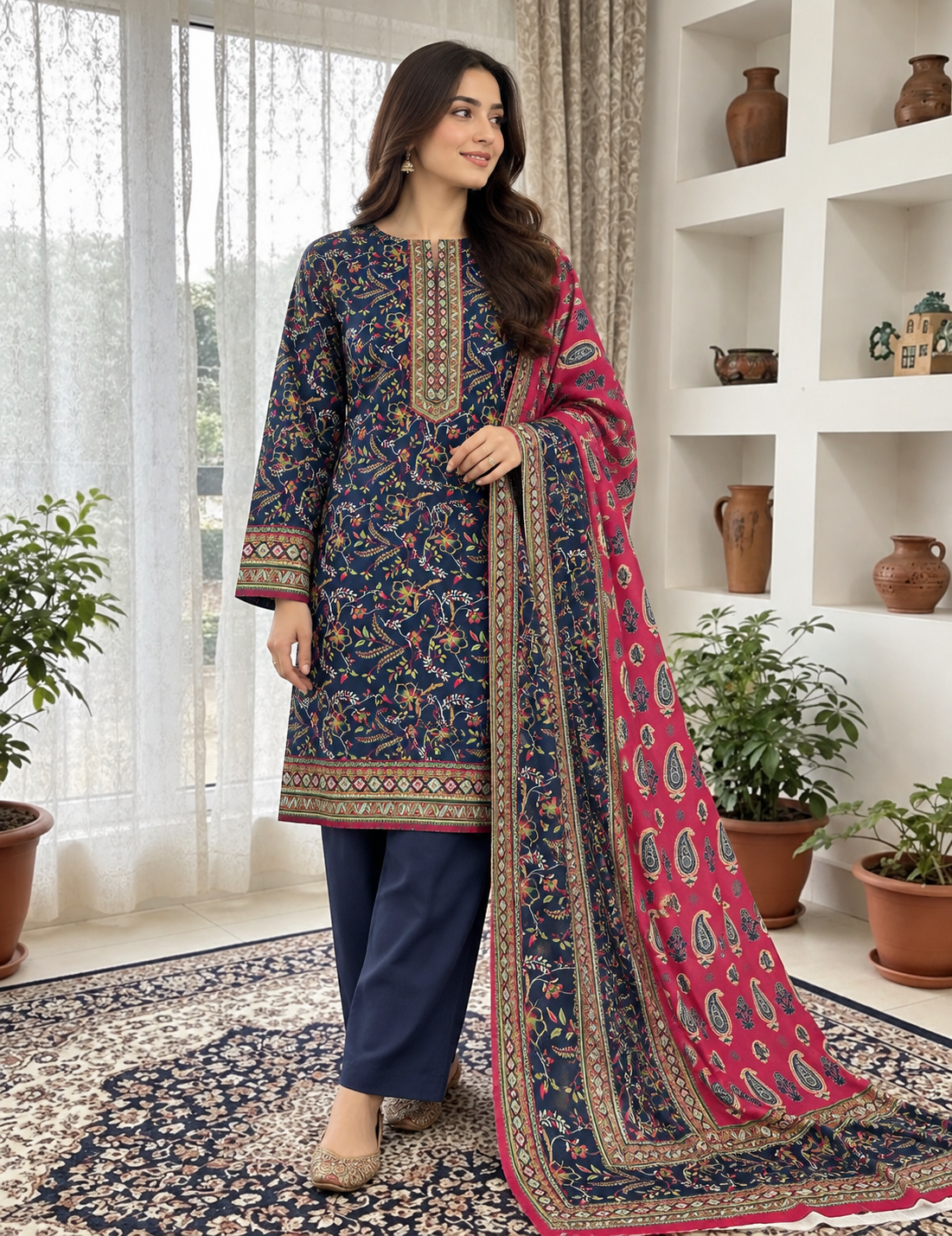 NISHAT PREMIUM PRINTED LINEN 3PC A1