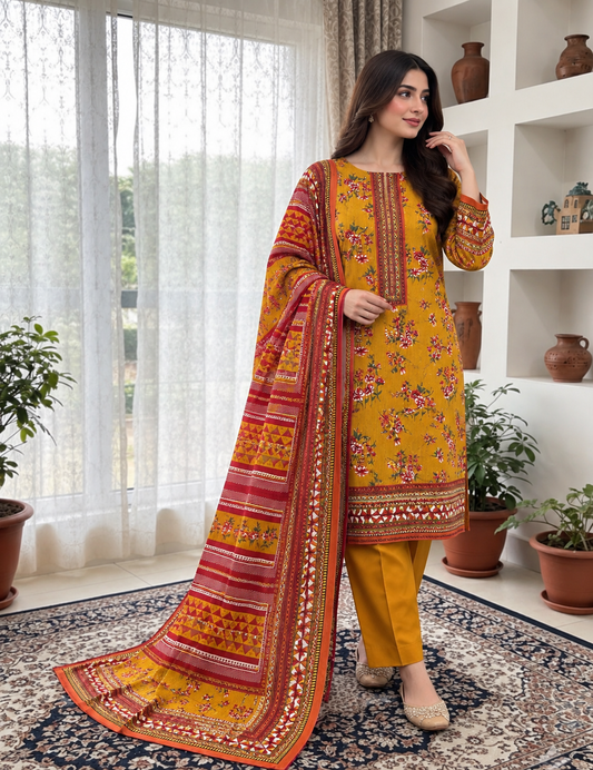 NISHAT PREMIUM PRINTED LINEN 3PC A6